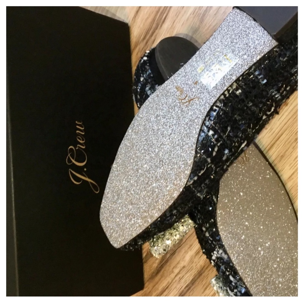 🌺 J. Crew Tweed Glitter Bow Shoes 7.5 - Picture 4 of 4